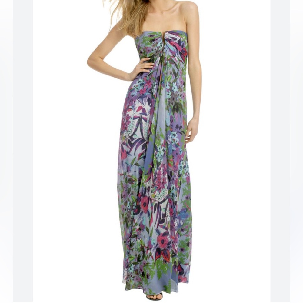 Nicole Miller Floral Maxi Dress - Purple and Green